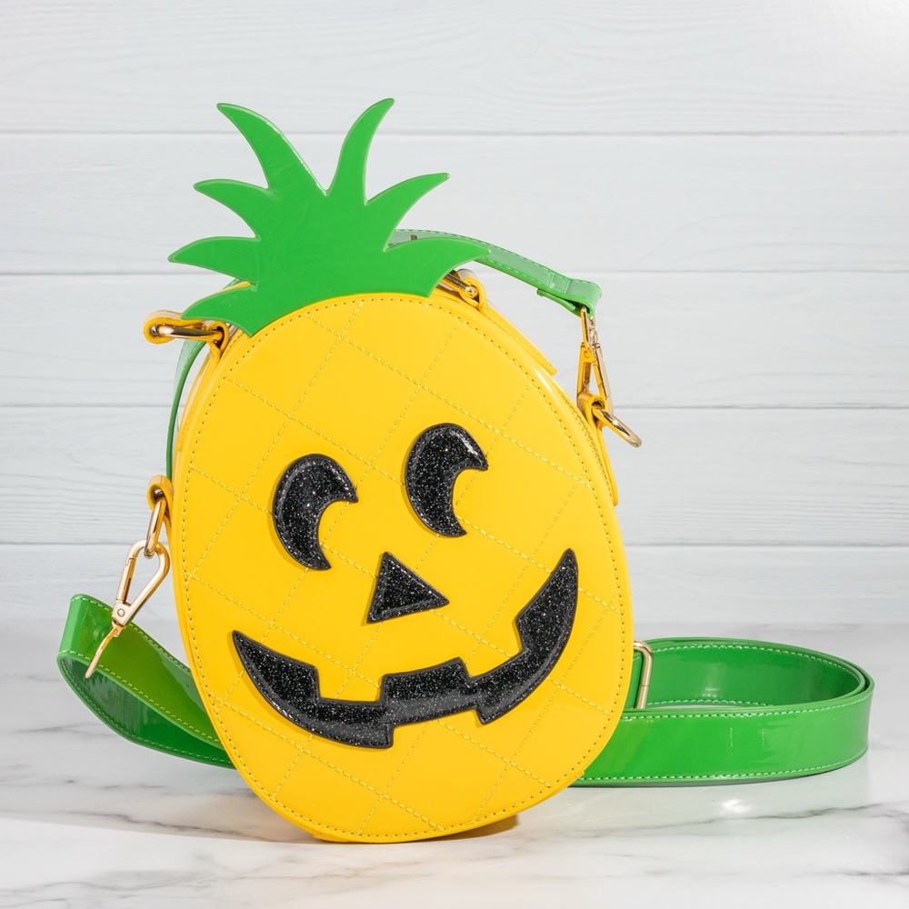 Pineapple Jack O Lantern Backstitch Bruja purse Piñaween